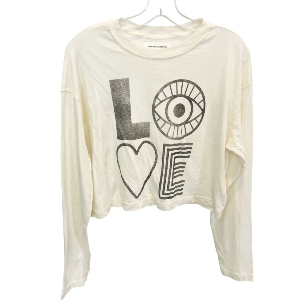 Spiritual Gangster Eye Love Drew Top Cropped Long Sleeve Yoga - Size XS